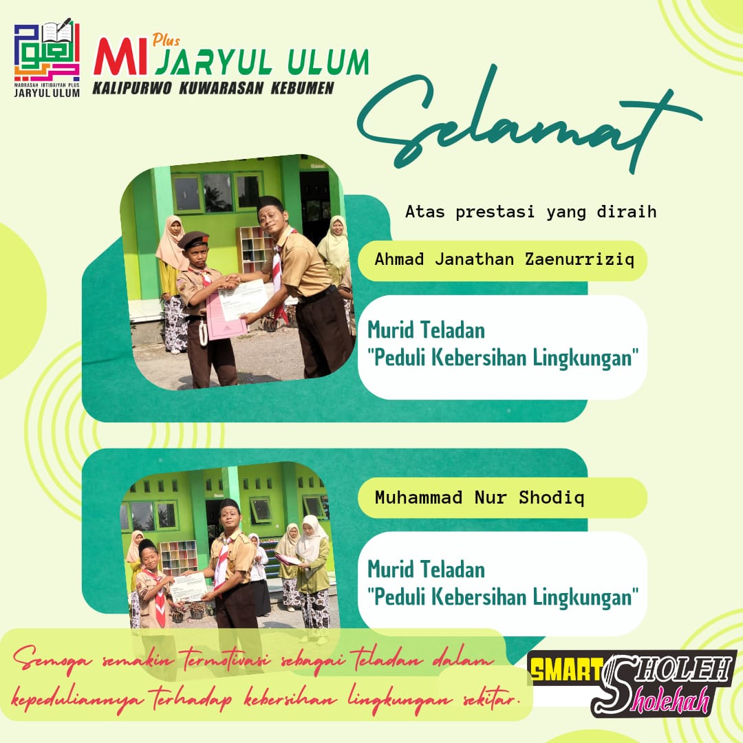 Kepala Madrasah Meluncurkan Program SEMRIWING dan Beri Penghargaan kepada Murid Teladan ” Peduli Kebersihan Lingkungan MI”