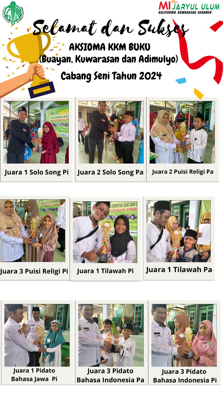 MI Plus Jaryul Ulum Raih 31 Tropy Kejuaraan AKSIOMA